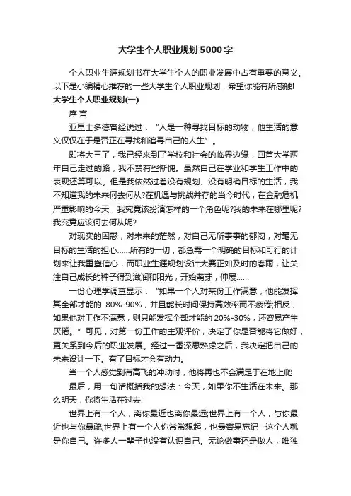 大学生个人职业规划5000字