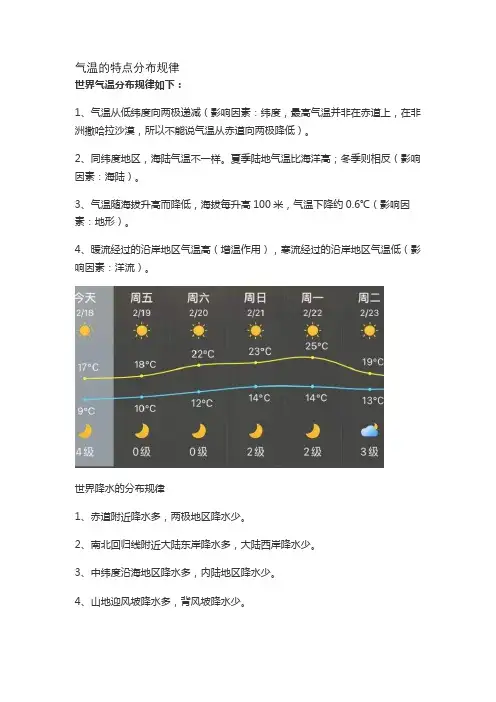 气温的特点分布规律
