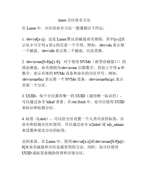 linux分区命名方法
