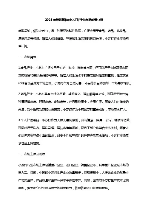 2023年碳酸氢钠(小苏打)行业市场前景分析