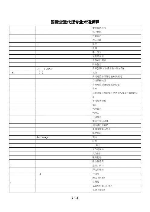 国际货运代理专业术语解释