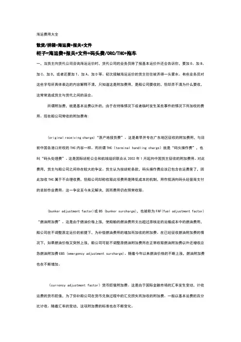 海运费用大全