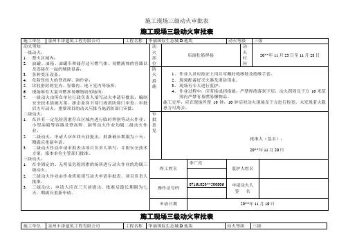 施工现场三级动火审批表