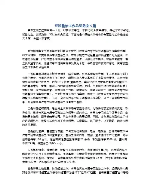 专项整治工作总结范文5篇