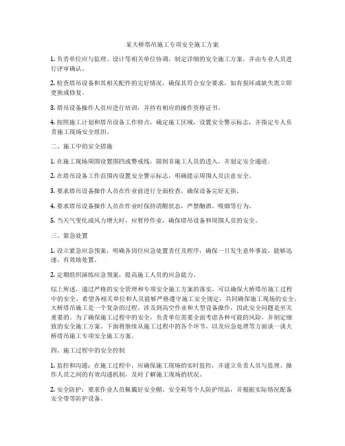 某大桥塔吊施工专项安全施工方案