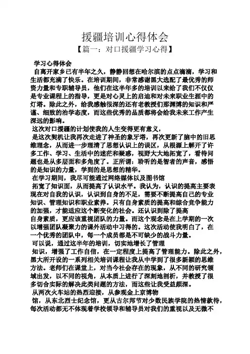 援疆培训心得体会