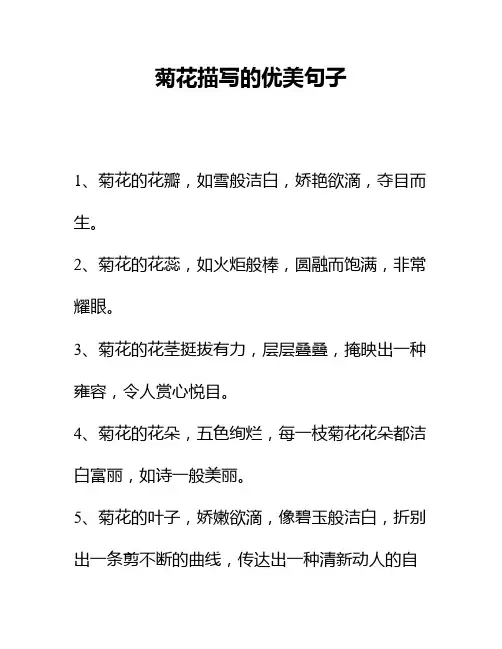 菊花描写的优美句子