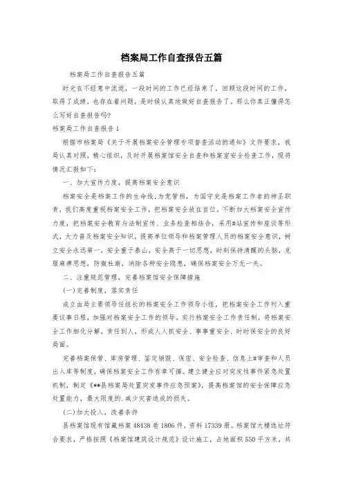 档案局工作自查报告五篇