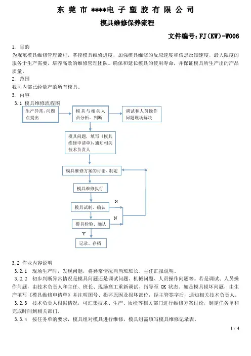 注塑模具维修保养流程