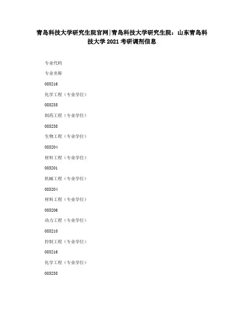 青岛科技大学研究生院官网青岛科技大学研究生院：山东青岛科技大学2021考研调剂信息