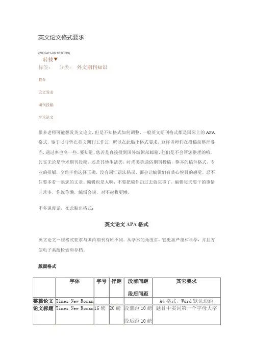 英文论文格式要求