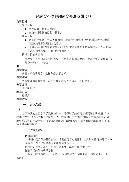 频数分布表和频数分布直方图