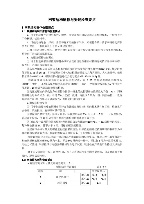 网架结构制作与安装检查要点