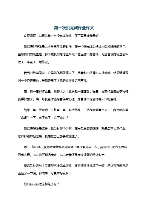第一次没完成作业作文