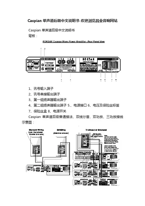 Caspian单声道后级中文说明书-欢迎浏览昌业音响网站