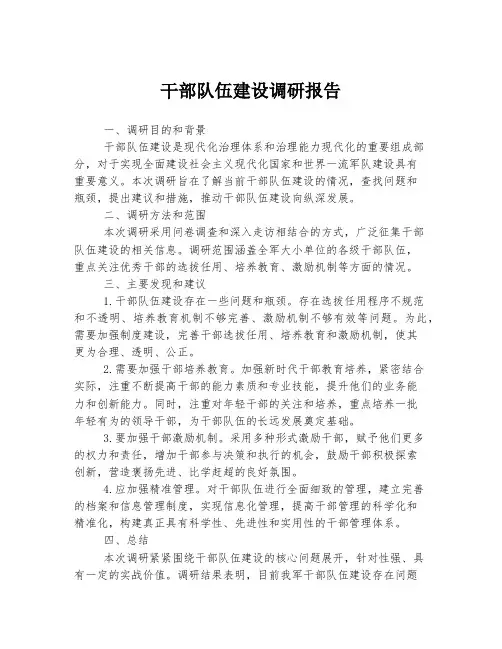 干部队伍建设调研报告