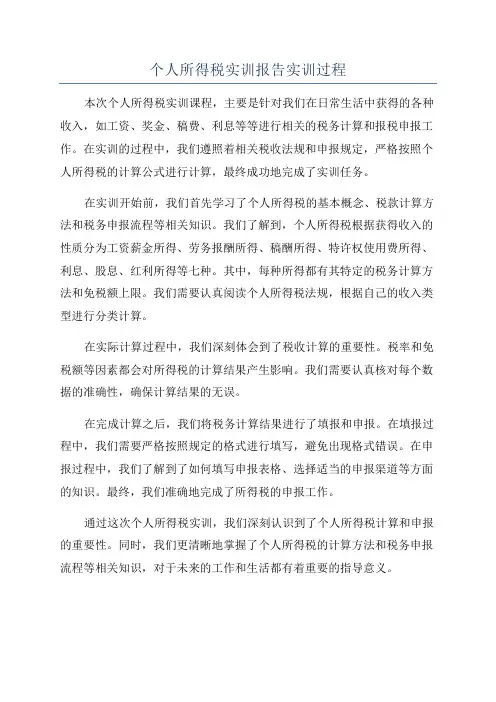 个人所得税实训报告实训过程