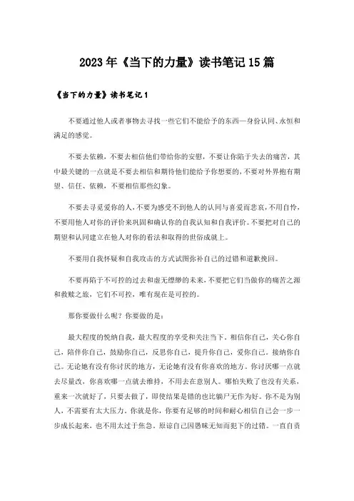 2023年《当下的力量》读书笔记15篇