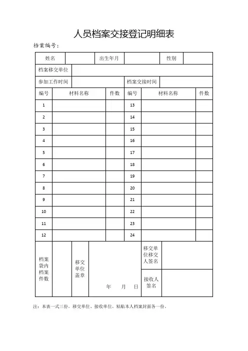 人员档案交接登记明细表