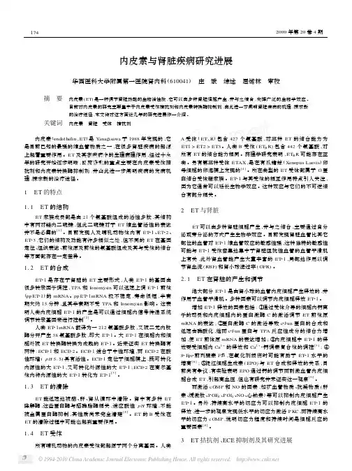 内皮素与肾脏疾病研究进展