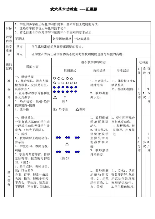新人教版三至四年级体育下册《体育运动技能 武术  一、武术基本功、基本动作  1.正踢腿》公开课教案_25