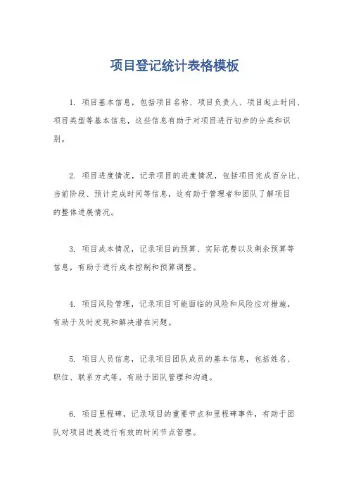 项目登记统计表格模板