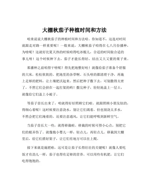 大棚秋茄子种植时间和方法