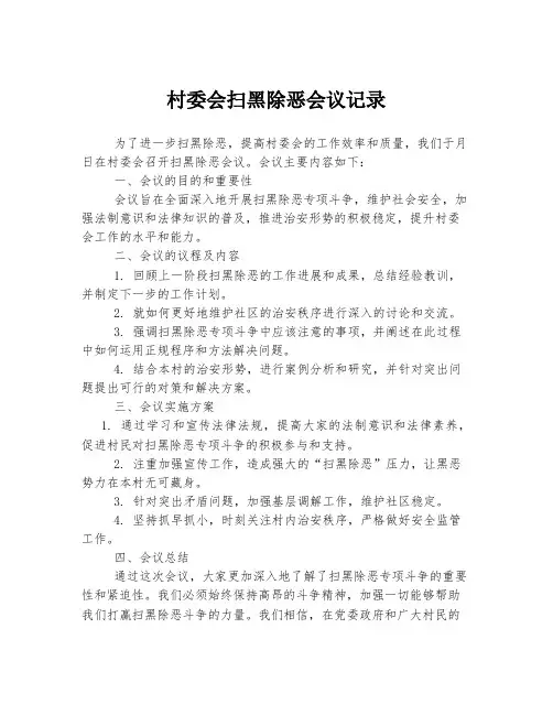 村委会扫黑除恶会议记录