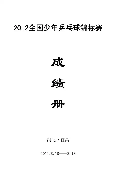 2012全国少年乒乓球锦标赛