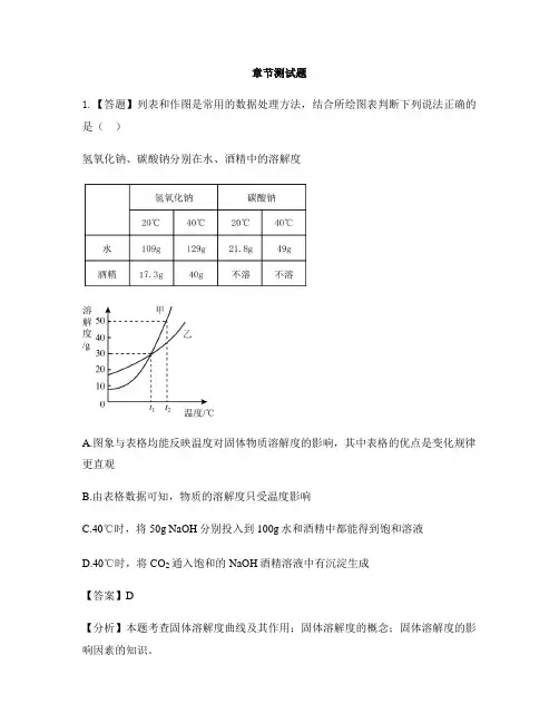 初中化学鲁教版九年级下册第八单元  海水中的化学8.2  海水“晒盐”-章节测试习题(1)