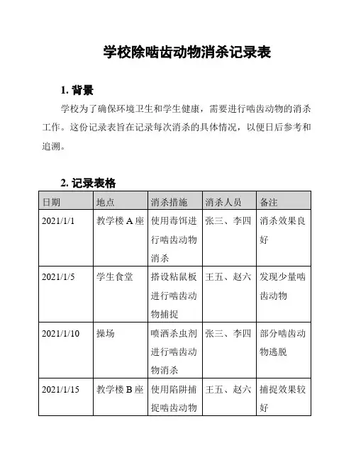 学校除啮齿动物消杀记录表