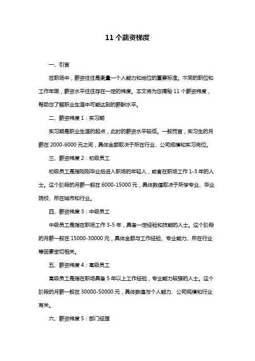 11个薪资梯度