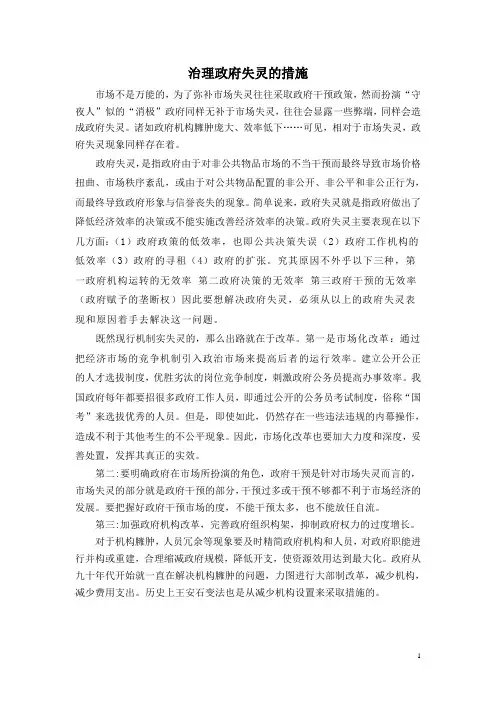 治理政府失灵的措施