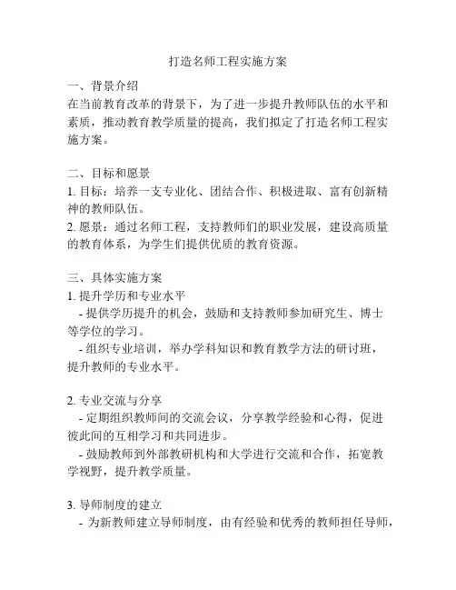 打造名师工程实施方案
