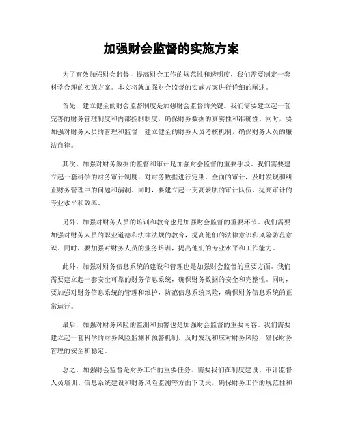 加强财会监督的实施方案