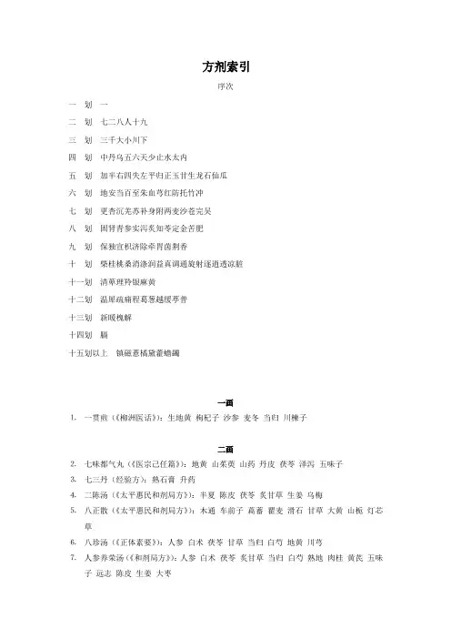 方剂索引