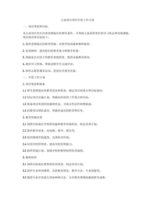 公益项目项目年度工作计划