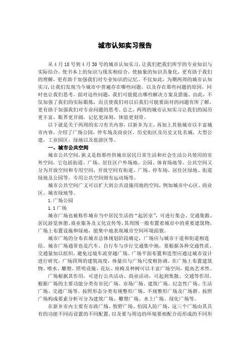 城市认知实习报告