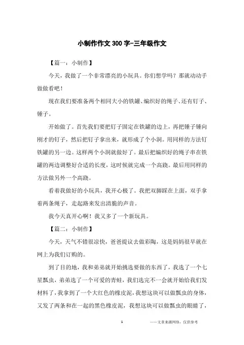 小制作作文300字-三年级作文