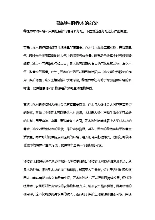 鼓励种植乔木的好处