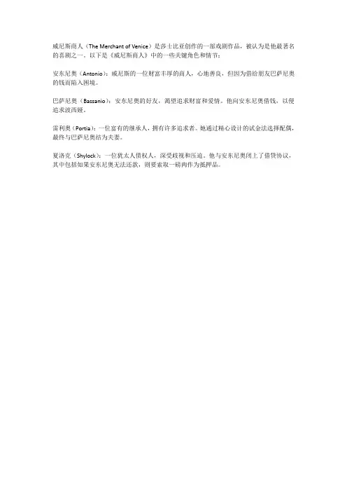 威尼斯商人的简介