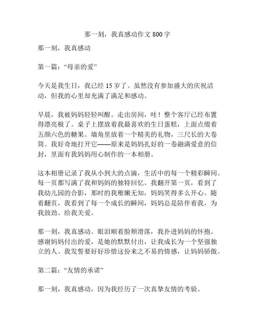 那一刻,我真感动作文800字