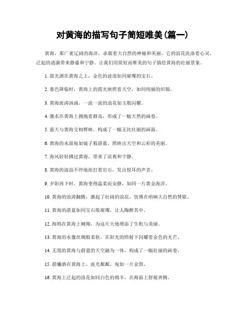 对黄海的描写句子简短唯美(精选两篇)