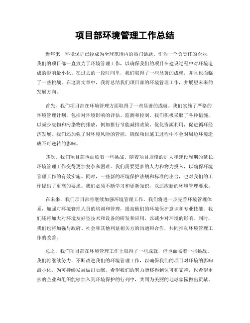 项目部环境管理工作总结