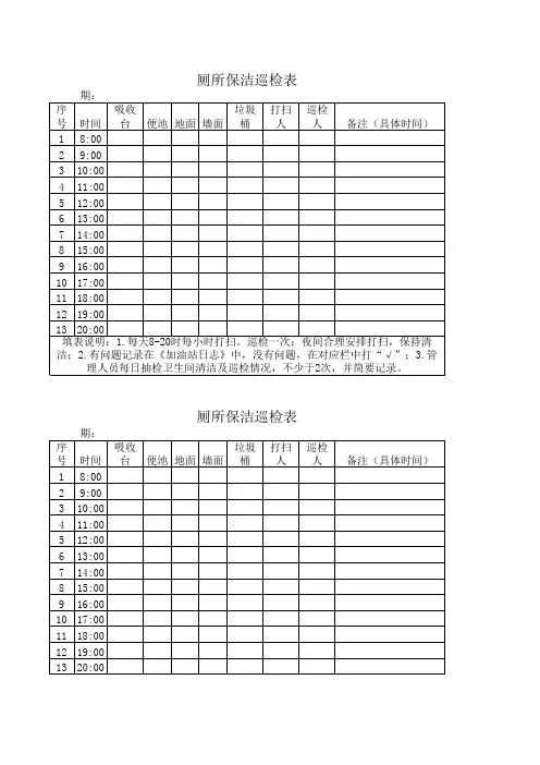 厕所保洁巡检表