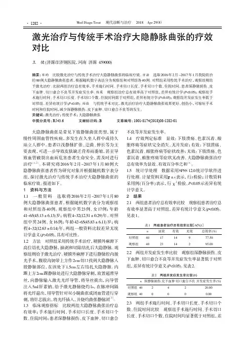 激光治疗与传统手术治疗大隐静脉曲张的疗效对比