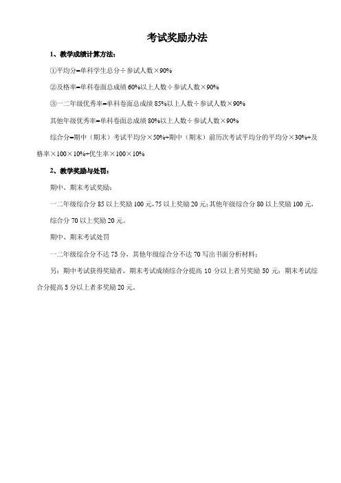 考试奖励办法