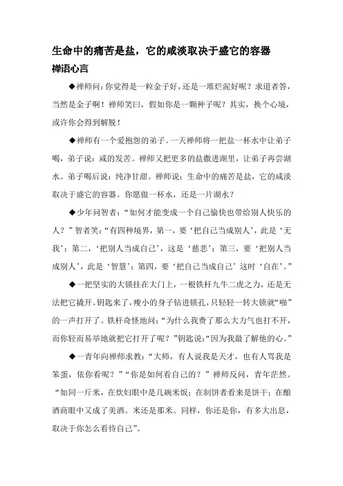 生命中的痛苦是盐