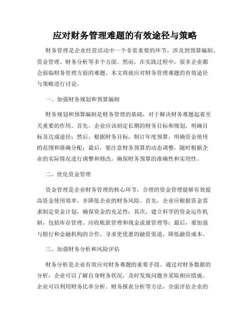 应对财务管理难题的有效途径与策略