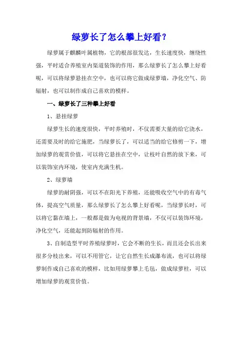 绿萝长了怎么攀上好看？